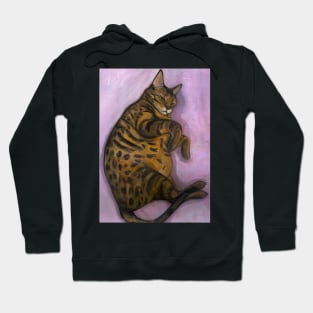 Funny sleeping bengal cat oil painting Hoodie